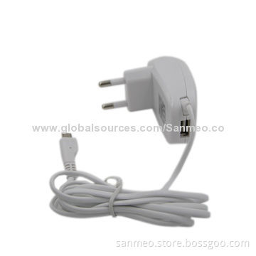 Travel charger with USB port for Samsung/micro/charge two devices simultaneously, 1.2M output 2.1ANew